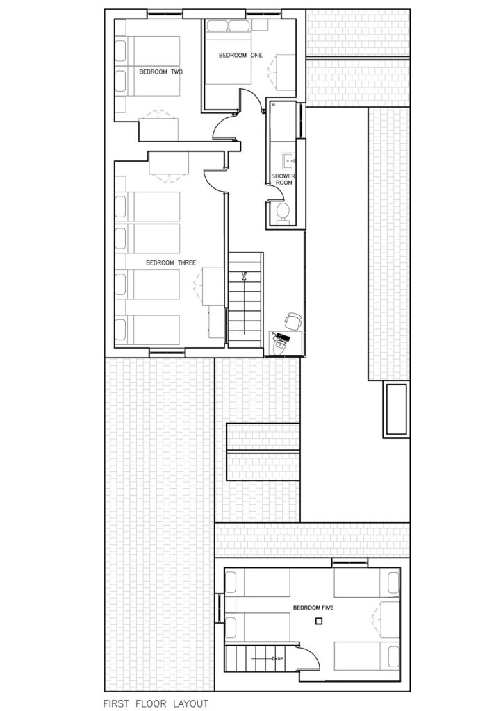 A plan of Chalet Jora Bansko's first floor.
