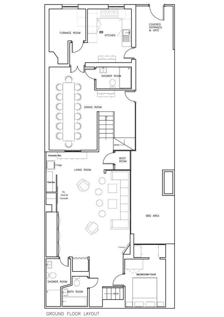 A plan of Chalet Jora Bansko's ground floor.